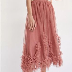NWT Anthropologie dusty rose tulle midi skirt